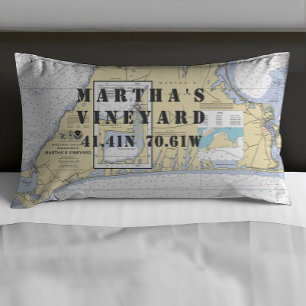 Latitude Longitude Martha's Vineyard Nautical Pillow Case
