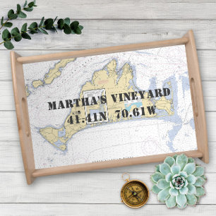 Latitude Longitude Martha's Vineyard Nautical Serving Tray