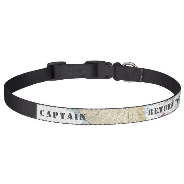 Latitude Longitude Nautical Your Dog's Name Pet Collar (Front)