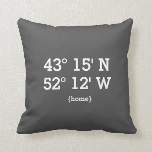 Latitude Longitude New Home Address Wedding Gift Throw Pillow