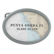 Latitude Longitude Punta Gorda FL Nautical Chart Belt Buckle