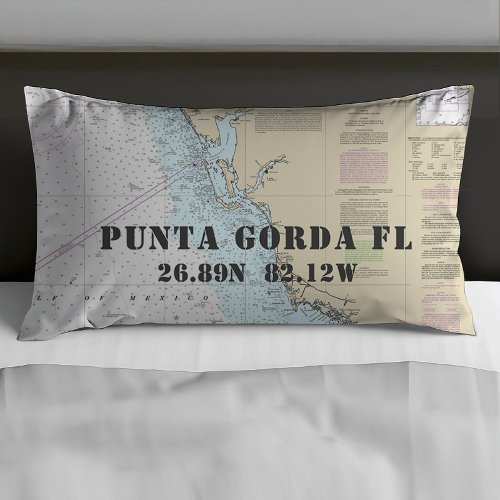 Latitude Longitude Punta Gorda FL Nautical Chart Pillowcase