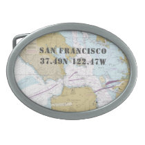 Latitude Longitude San Francisco CA Nautical Chart Belt Buckle