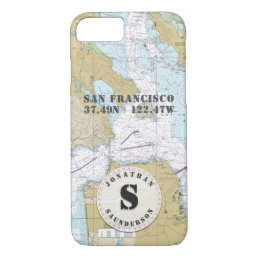 Latitude Longitude San Francisco CA Nautical Chart iPhone 8/7 Case