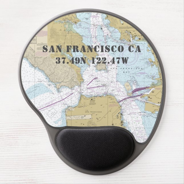 Latitude Longitude San Francisco CA Nautical Gel Mouse Pad (Front)