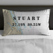 Latitude Longitude Stuart FL Nautical Chart Pillow Case