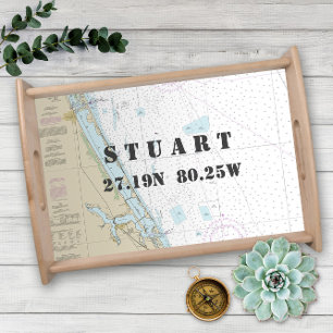 Latitude Longitude Stuart FL Nautical Chart Serving Tray