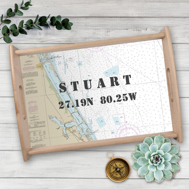 Latitude Longitude Stuart FL Nautical Chart Serving Tray (Creator Uploaded)