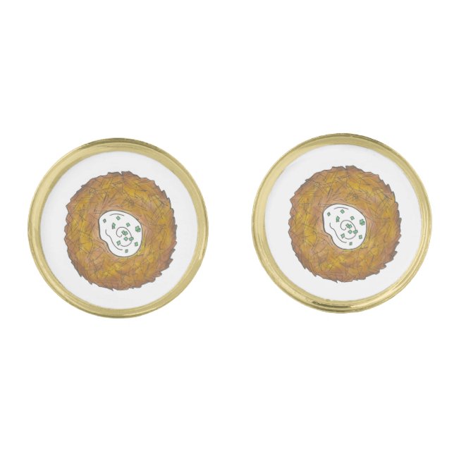 Latke Potato Pancakes Jewish Cuisine Foodie Cufflinks (Front)