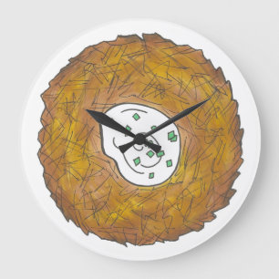 Latke Potato Pancakes Jewish Cuisine Foodie Large Clock