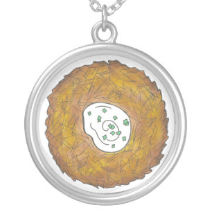 Latke Potato Pancakes Jewish Cuisine Foodie Silver Plated Necklace