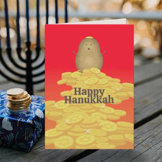 Latkes and Gelt Hanukkah Card (Creator Uploaded)