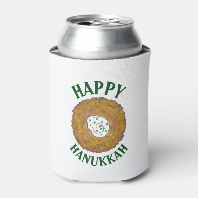 Latkes Happy Hanukkah Chanukah Jewish Holidays Can Cooler (Can Front)