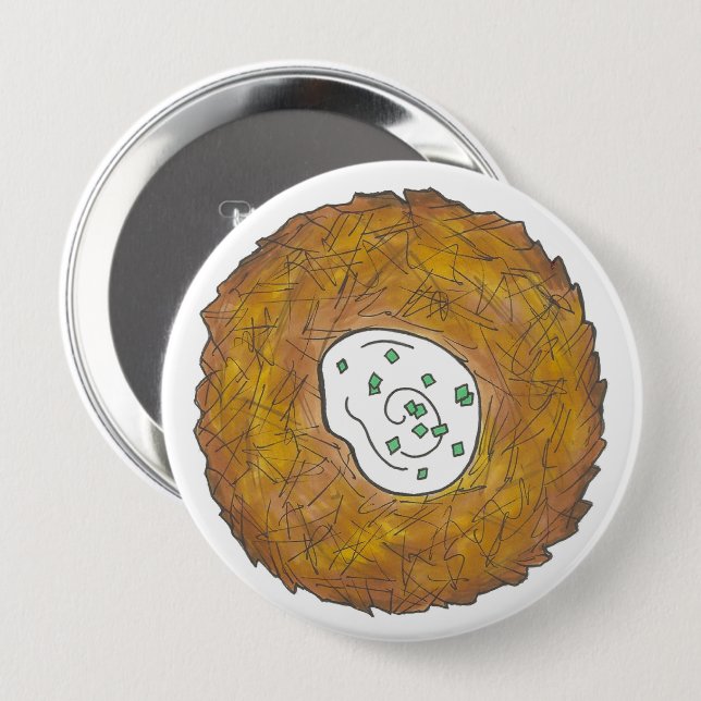 Latkes Potato Pancake Hanukkah Jewish Holiday Food Button (Front & Back)