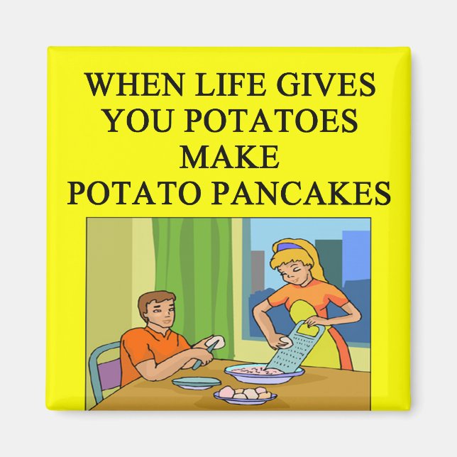 latkes potato pancake joke magnet (Front)