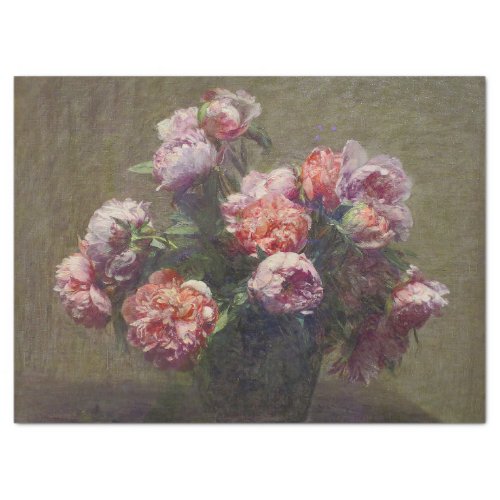LATOURS VASE OF PEONIES FRENCH ANTIQUE PAINTING TISSUE PAPER