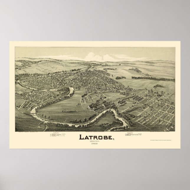 Latrobe, PA Panoramic Map - 1900 Poster (Front)