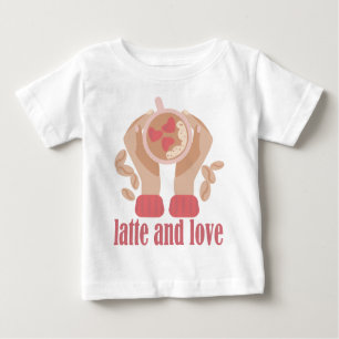 Latte and love cup, hands and coffee quote baby T-Shirt