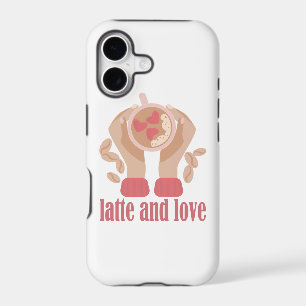 Latte and love cup, hands and coffee quote iPhone 17 case