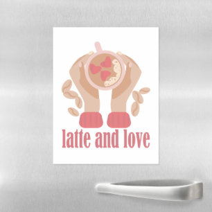Latte and love cup, hands and coffee quote  magnetic dry erase sheet