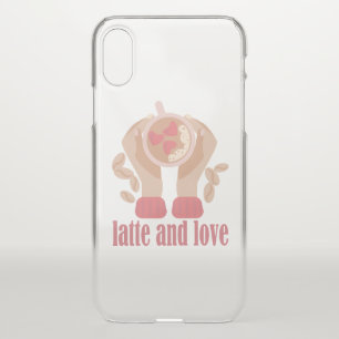 Latte and love cup, hands and coffee quote iPhone x case