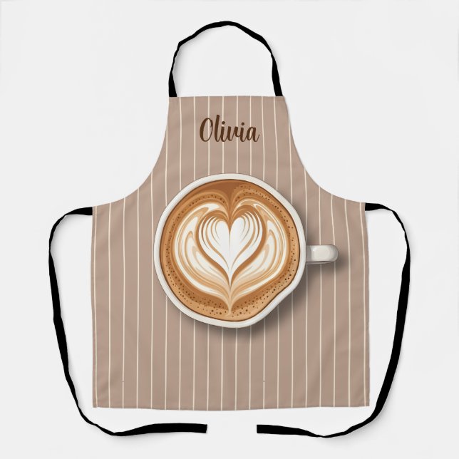 Latte Art Coffee Personalized  Apron (Front)