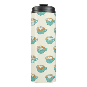 Latte Art in Cute Blue Coffee Mugs