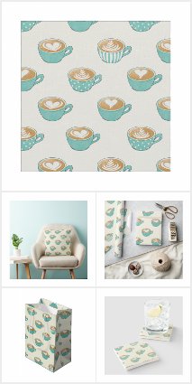 Latte Art in Cute Blue Coffee Mugs