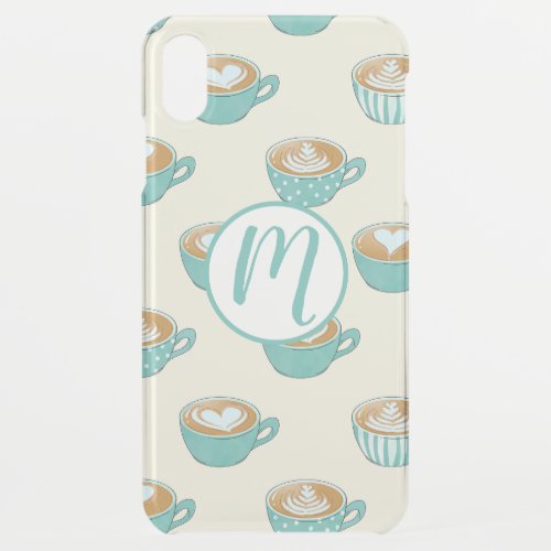 Latte Art in Cute Blue Coffee Mugs iPhone XS Max Case