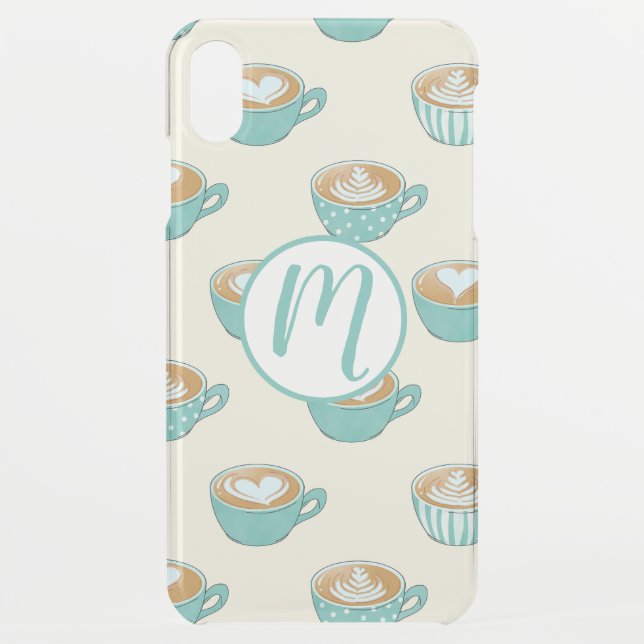 Latte Art in Cute Blue Coffee Mugs Uncommon iPhone Case (Back)