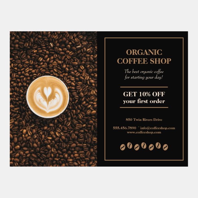 Latte Art on Coffee Beans Postcard Template (Front)