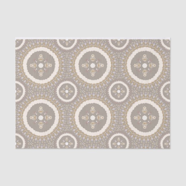 Latte Beige Elegant Ornamental Floral Tissue Paper (Front)