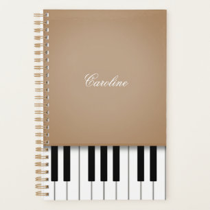 Latte Brown Piano Keyboard Personalized Music Planner