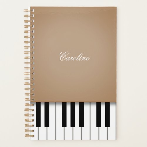Latte Brown Piano Keyboard Personalized Music Planner