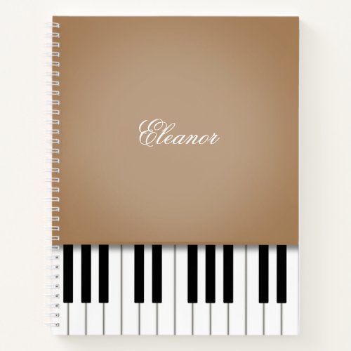 Latte Brown Piano Music Keyboard Custom Notebook