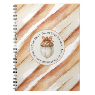Latte Cocoa Stripes Acorn Orange Bow Notebook