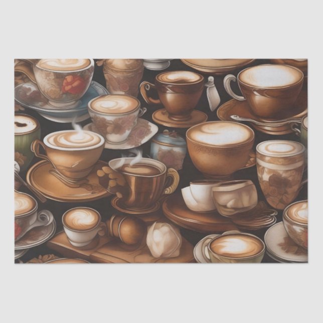 Latte Coffee Cups Decoupage /  Tissue Paper (Front)