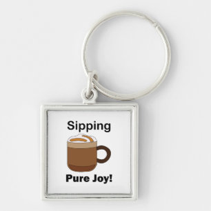 Latte Coffee Drink Sipping Pure Joy Keychain