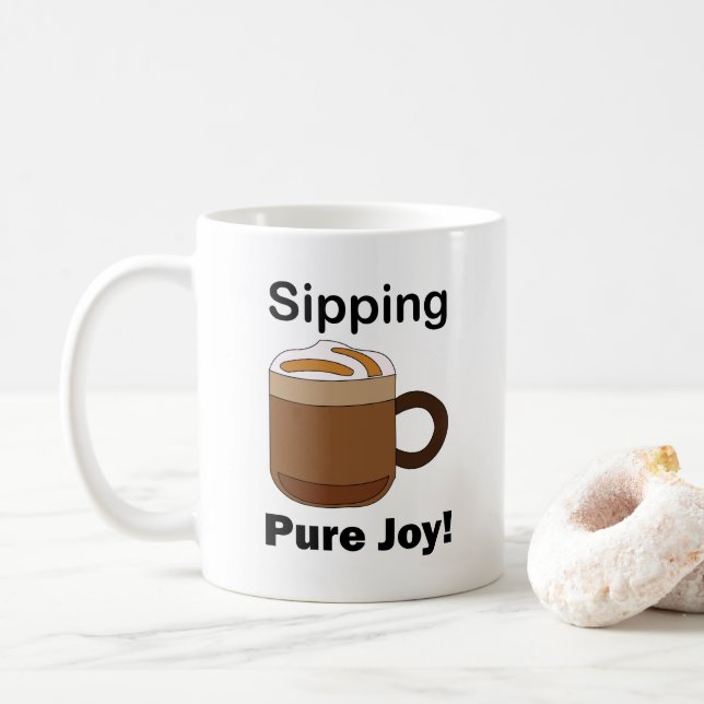 Latte Coffee Drink Sipping Pure Joy Mug (With Donut)