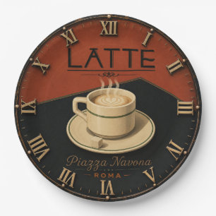 Latte Coffee  Italian Café Kitchen Decor Paper Plates