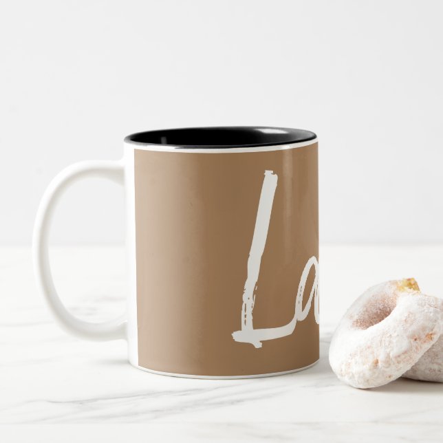 Latte coffee lovers typography Two-Tone coffee mug (With Donut)