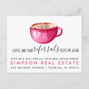 latte coffee real estate client referrals card