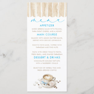 Latte Coffee Themed Baby Shower Menu Cards