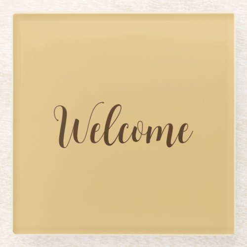 Latte Color Welcome Professional Name Template Glass Coaster