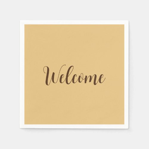 Latte Color Welcome Professional Name Template Napkins