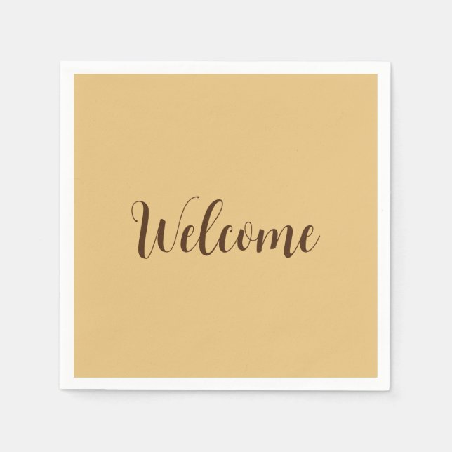 Latte Color Welcome Professional Name Template Napkins (Front)