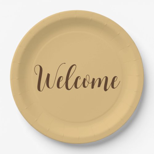 Latte Color Welcome Professional Name Template Paper Plates
