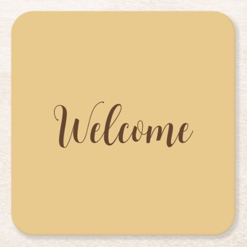 Latte Color Welcome Professional Name Template Square Paper Coaster