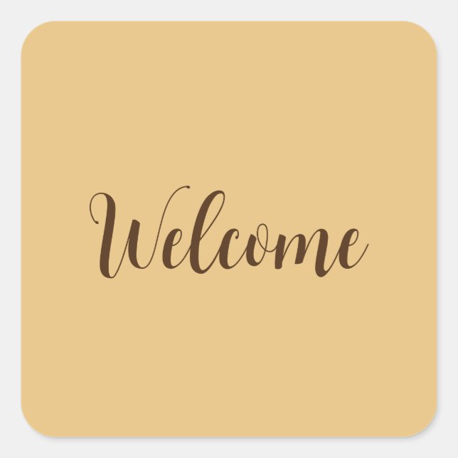 Latte Color Welcome Professional Name Template Square Sticker (Front)