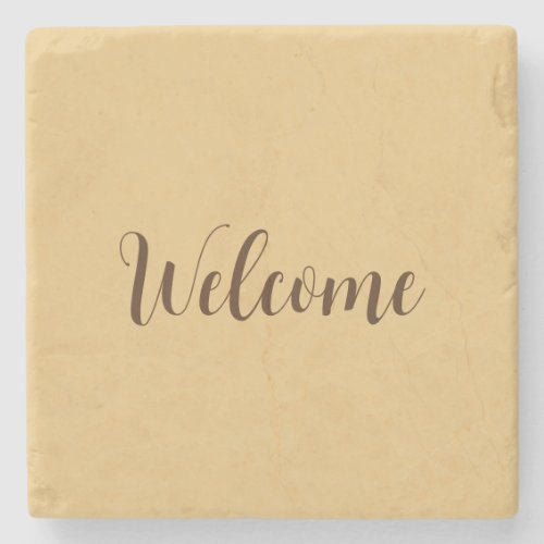 Latte Color Welcome Professional Name Template Stone Coaster